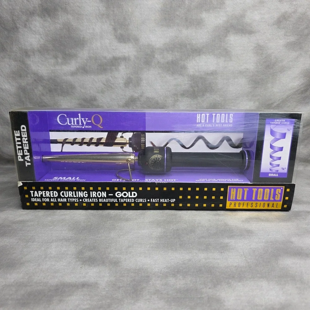 Hot Tools Curly-Q Small Tapered Curling Iron Gold Model HTG1850 NEW